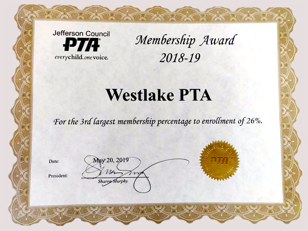 2018-19 PTA Membership Award